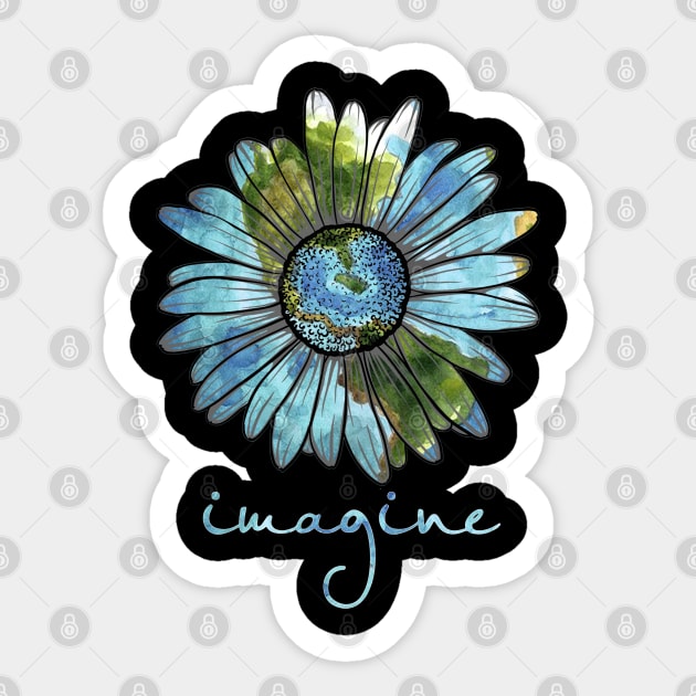 Imagine Hippie Flower Sticker by Raul Caldwell